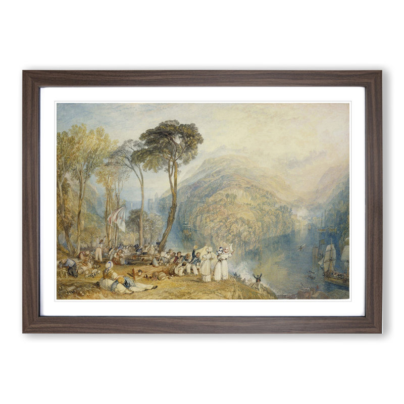 Dartmouth Cove by Joseph Mallord William Turner - Picture Frame Painting, Walnut Framed, 48cm H x 65cm W x 2cm D