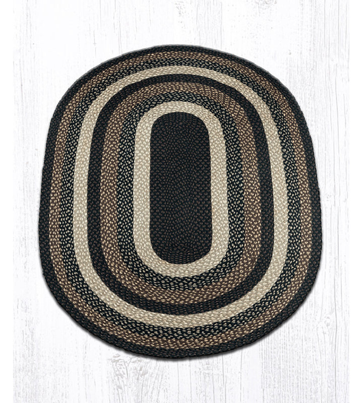 Tapis en jute tissé à la main moka / Frappuccino Earth Rugs, Ovale 4 pi x 6 pi
