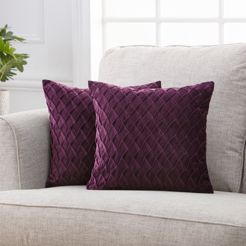 Plum Velvet Textured Euro Throw Pillow Set