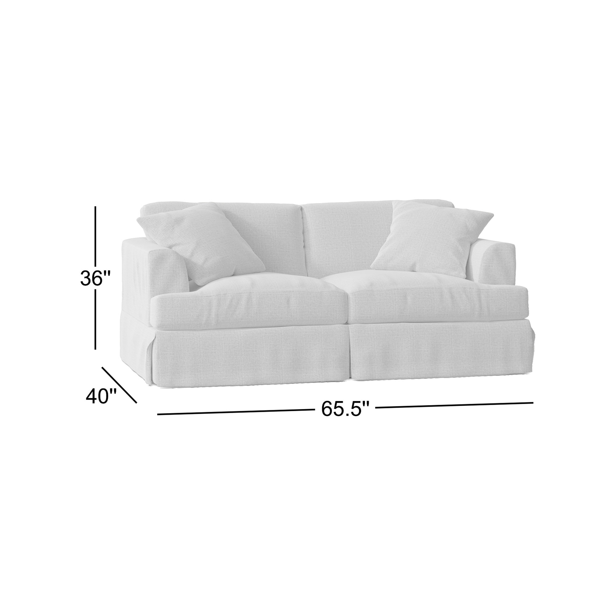 Lucia 65.5" Recessed Arm Slipcovered Loveseat, Beat Ash Performance