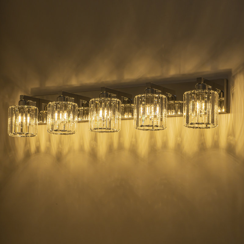 Paislyn Dimmable Crystal Vanity Light, Chrome, 5