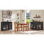 Buffet Farmhouse avec rangement, grande crédence de 59 po avec 4 portes en verre et 2 tiroirs, console à tablettes réglables, bar à café en bois pour la salle à manger, le salon-1219760513-1220191597