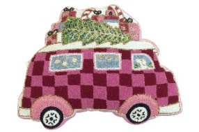 Holiday Bus Shaped Throw Pillow