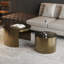 Table basse gigogne dorée brossée 2 en 1 pour salon