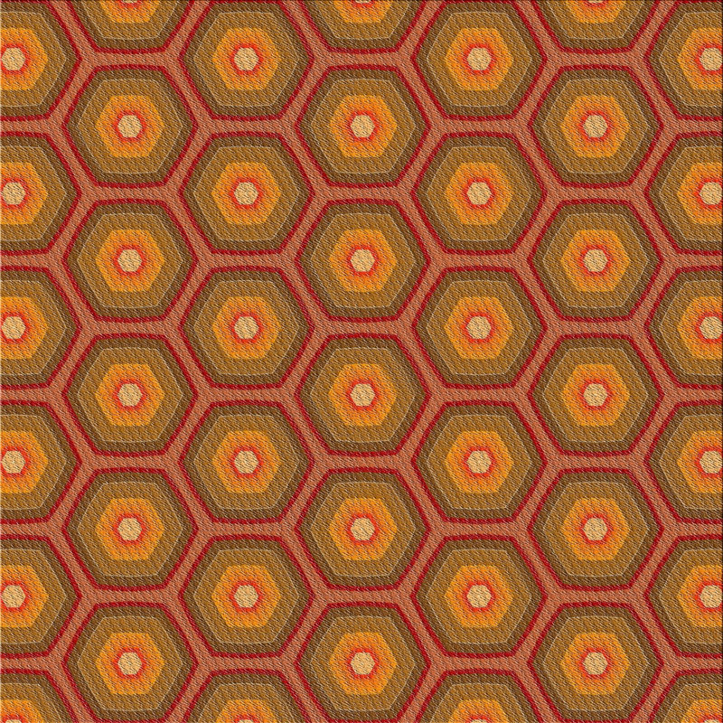Tapis jaune moutarde/brun tissé à la machine, Carré 6 pi