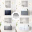 Meuble-lavabo de salle de bain gris foncé avec surface en quartz et Miroir - Espace de rangement intérieur spacieux-1552794700