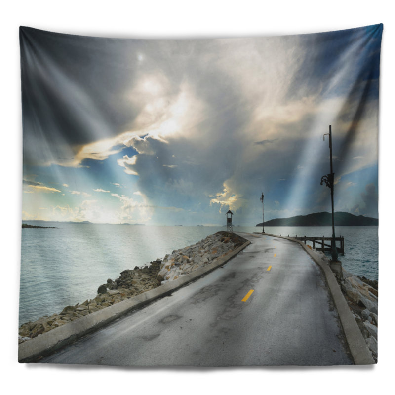 Chemin de mer rétro de pont de mer en tapisserie avec accessoires suspendus inclus, H 50 po x l 60 po