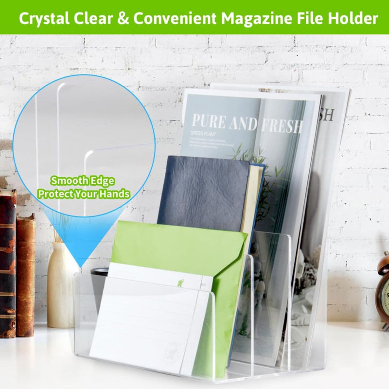 3 - Section Vertical Acrylic Desktop File Organizer