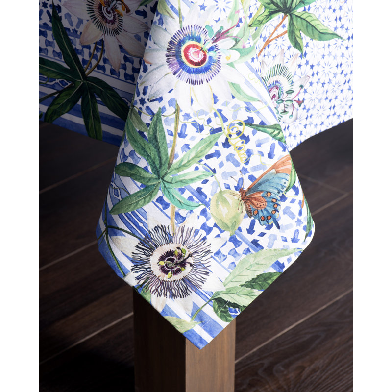 Maison D' Hermine Passiflora 100% Cotton Tablecloth Kitchen Dining Table Cloth For Square Tables Farmhouse Tabletop Cover For Parties, Wedding Use Spring/Summer (60"X108")