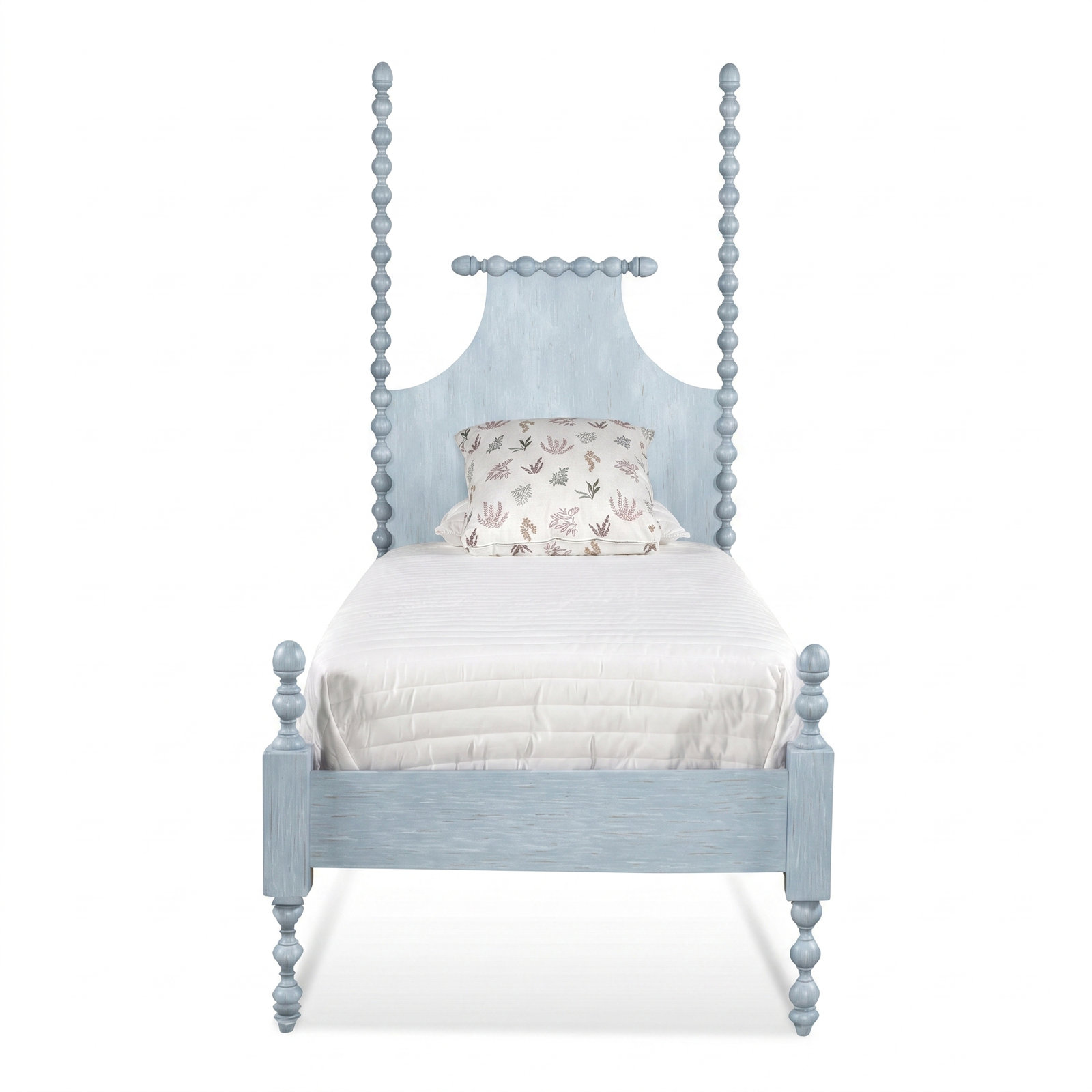 Mary Spindle Four Post Bed, Twin, Sea Glass