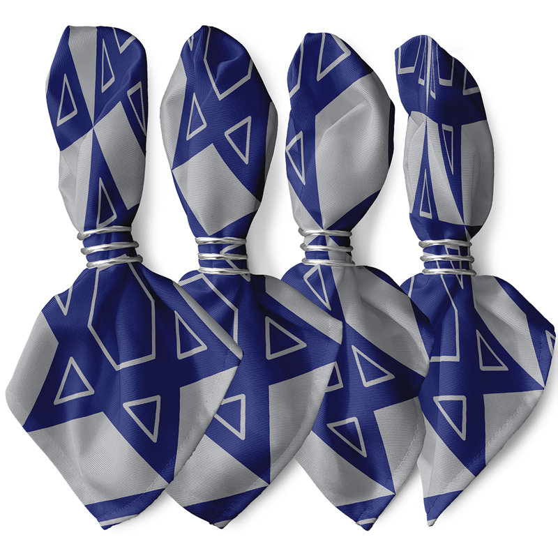 Kweli Star Pattern Napkins, White/Blue