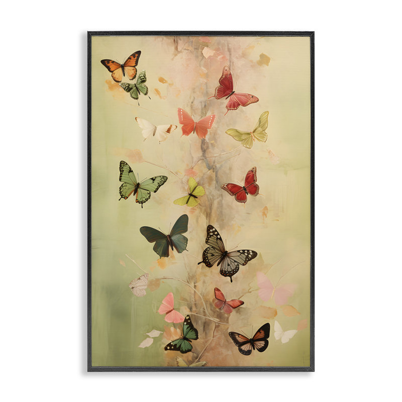 Art de la giclée flottante «Butterfly Array» par Petal Prints Design, H 18 po x l 12 po, Giclée encadrée noir minuit