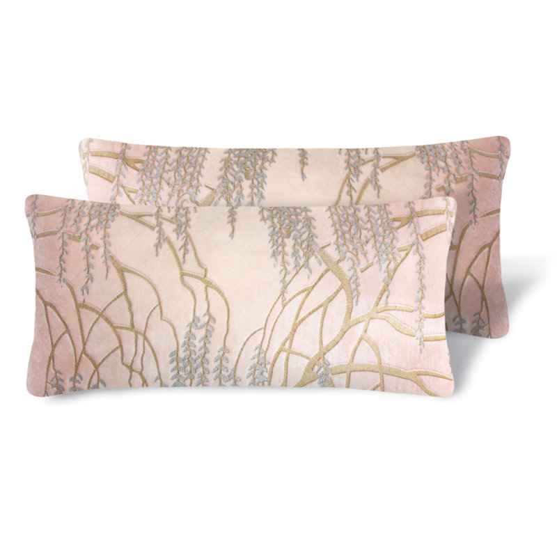 Willow Metallic Rectangular Velvet Pillow Cover & Insert, Robin's Egg, Rectangle 7"H x 15"W