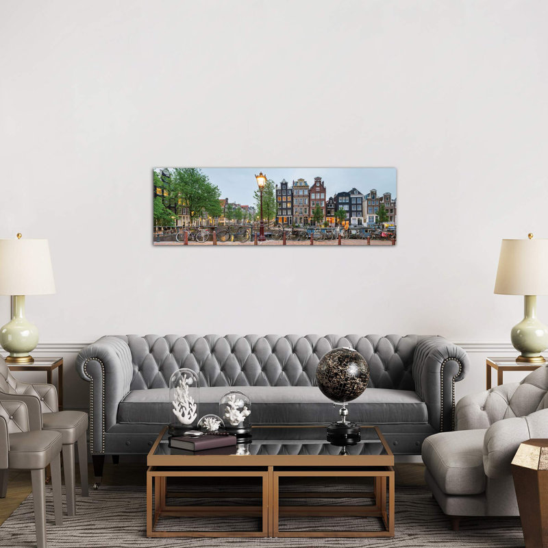 Cityscape I, Amsterdam, North Holland Province, Netherlands - No Frame Panoramic Print on Canvas, 30.48 cm H x 91.44 cm W