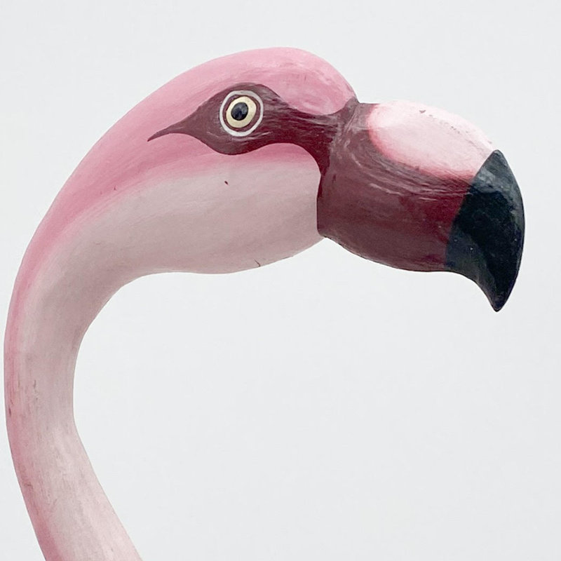 Handmade Seagrass Flamingo Statue - Hand-Painted Freestanding Ornament for Indoor & Outdoor Home and Garden Décor