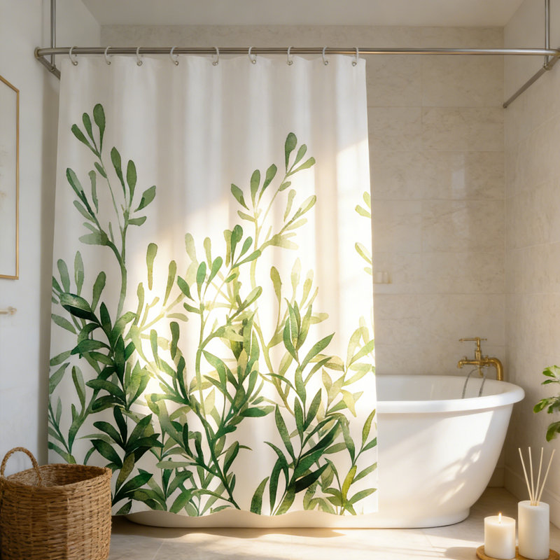 Ensemble de rideau de douche Leaves, H 70 po x l 70 po