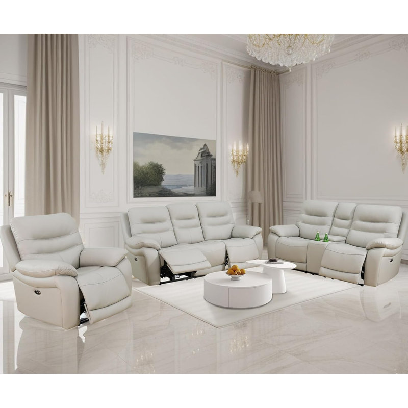 Ensemble de canapé inclinable 3 pièces Royace, Gris