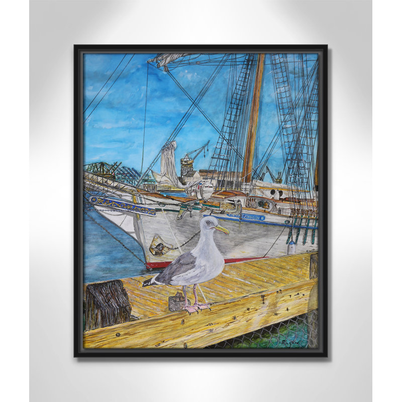 Impression de mouette par Mike Ragan pour , H 21,5 po x l 17,5 po, Noir