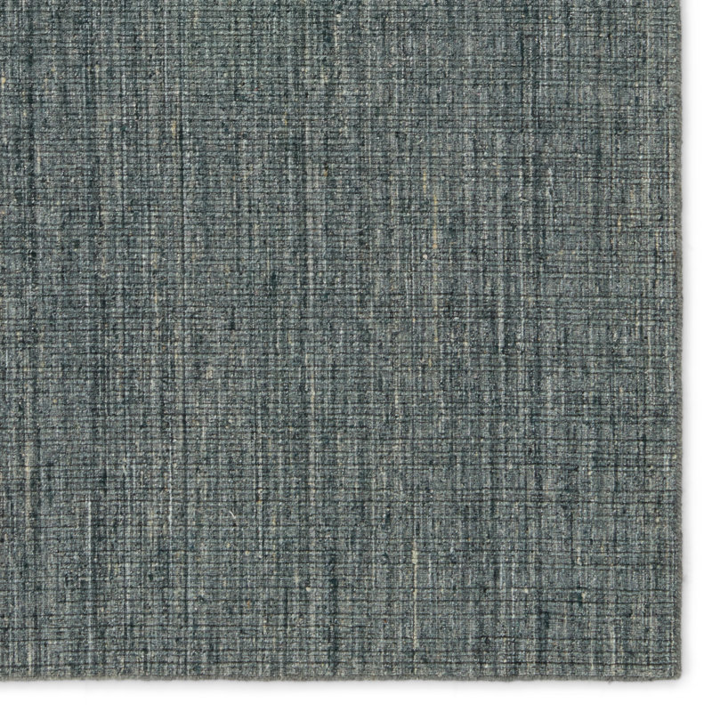 Tapis rayé fabriqué à la main en bleu / blanc, Rectangle 8 pi x 10 pi