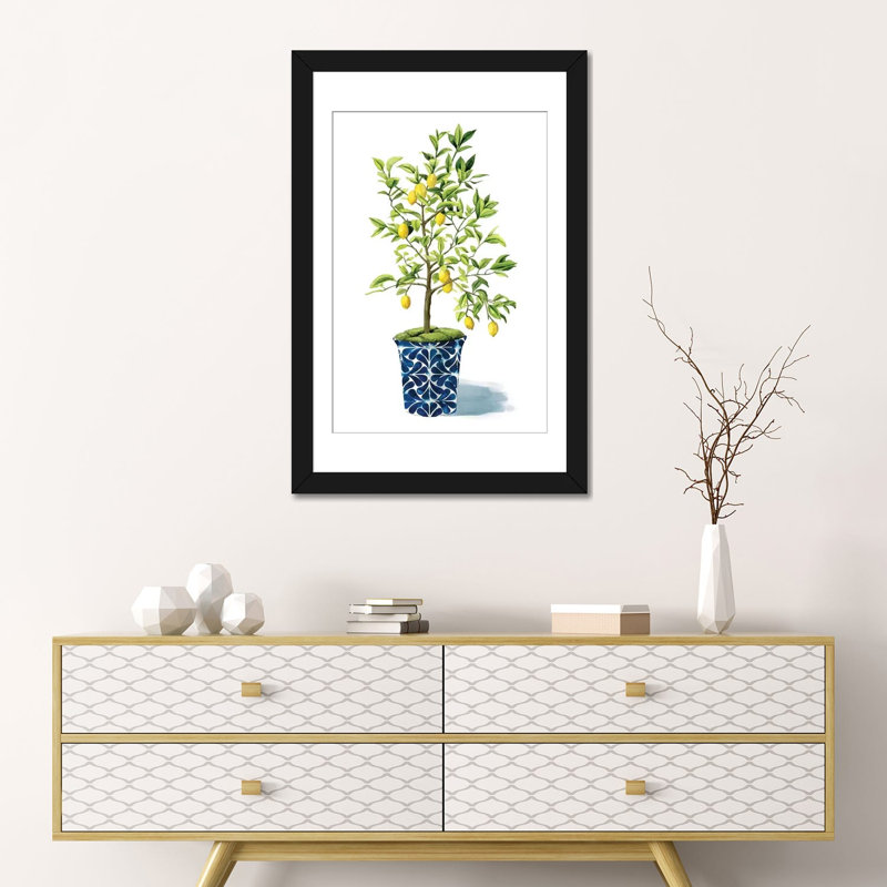 «Fruit Tree II», impression sur toile, H 24 po x l 16 po x P 1 po, Papier d'art encadré noir, Blanc