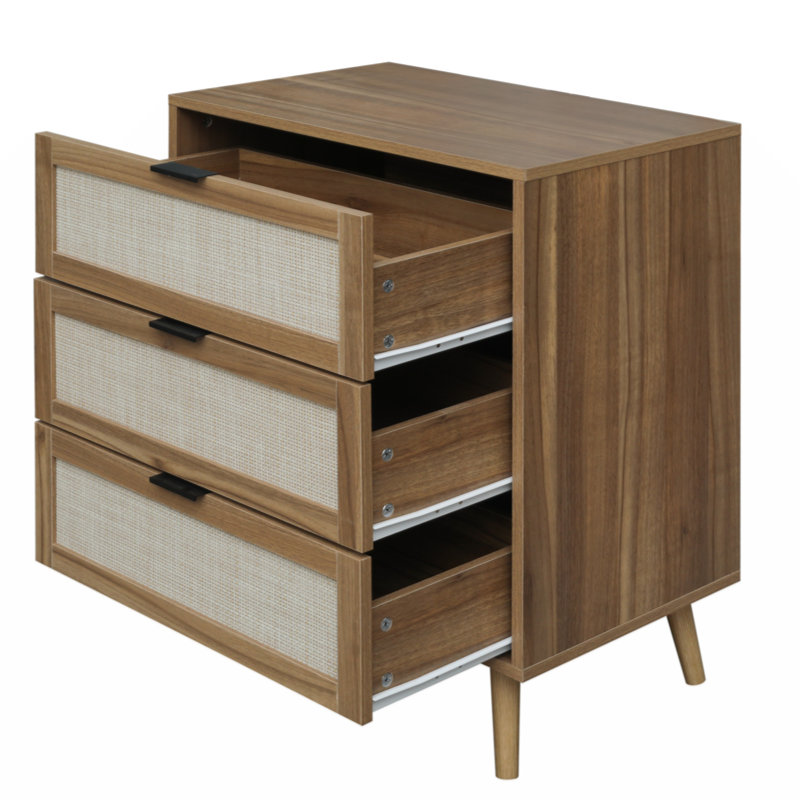 3-Drawer Nightstand, Walnut