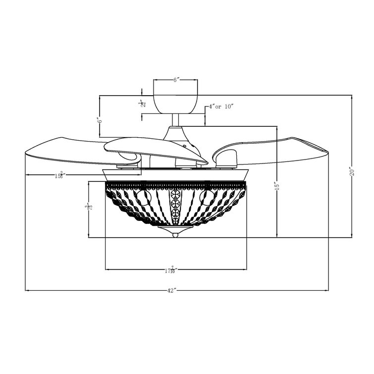 42 Edmund 3 - Blade Retractable Blades Ceiling Fan with Remote Control and Light Kit Included Etta Avenue