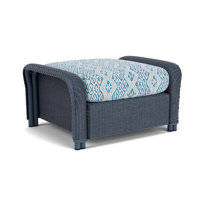 Reflections Outdoor Ottoman, White, Hickory