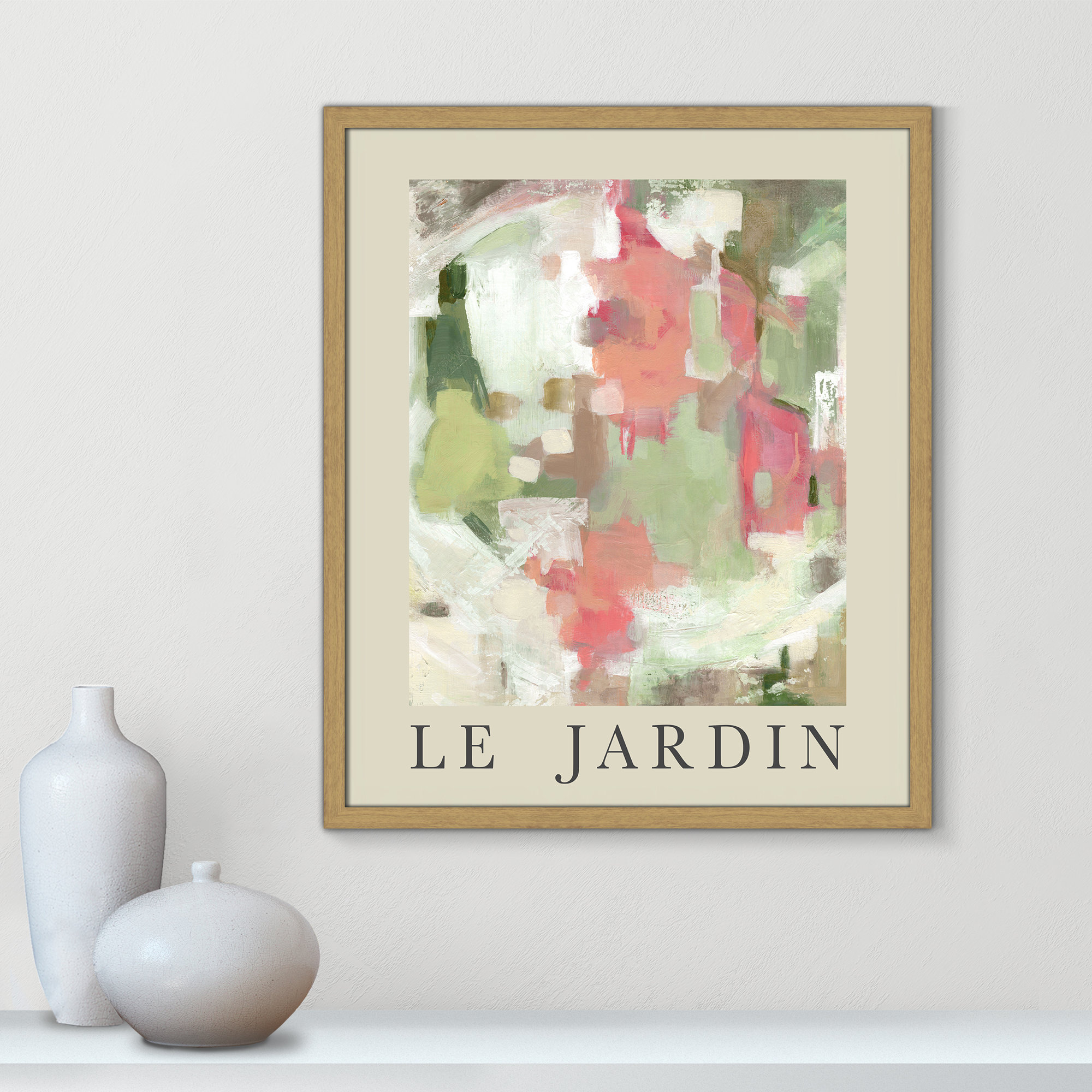 Botanical Poster Collection " Le Jardin " by Carol Robinson, Natural Single Picture Frame, 25.5" H x 21.5" W x 0.75" D, No