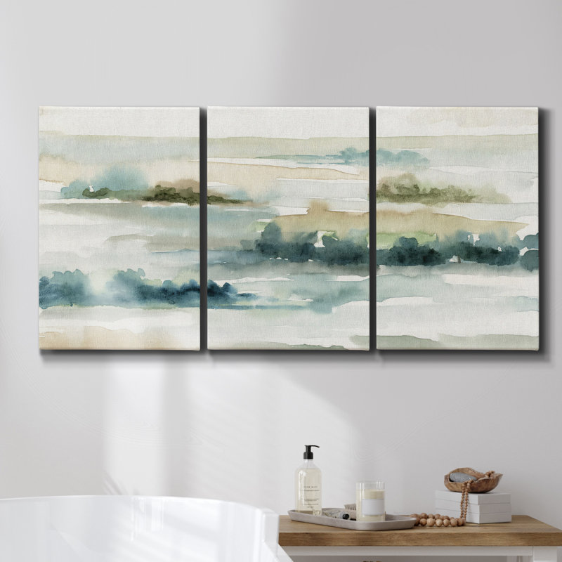 Santorini Sunrise - Toile encadrée multi-pièces, H 48 po x l 96 po x P 2 po