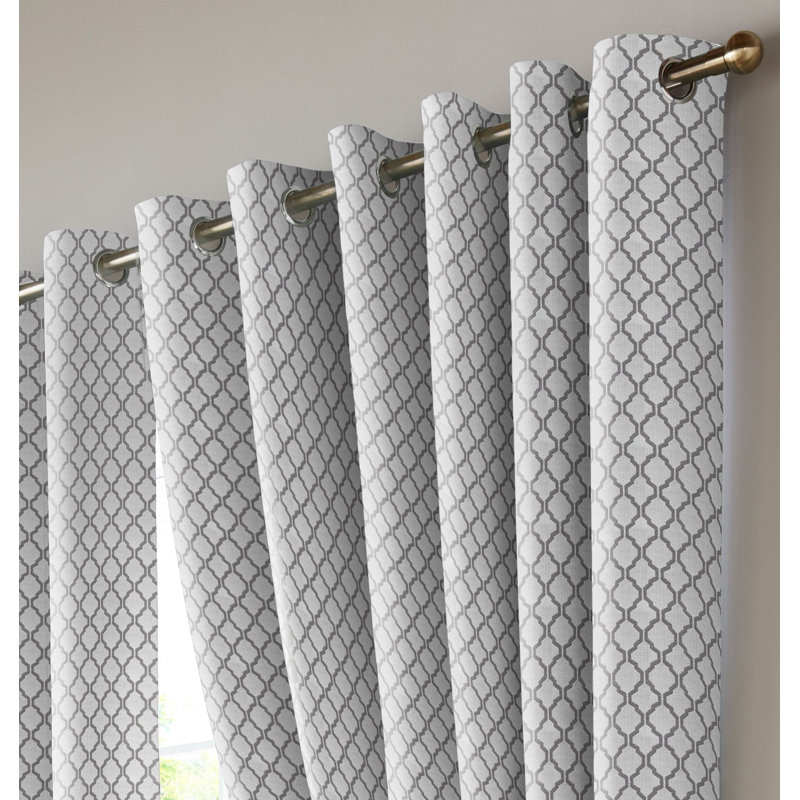Dareece Cotswold Eyelet Ring Top Curtains, White/Silver, Width 167 x Drop 137 cm