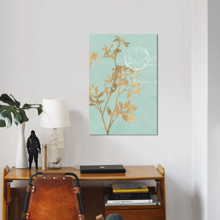 « golden leaves i », impression sur toile, H 26 po x l 18 po x P 1,5 po, Toile tendue, Pas de tapis