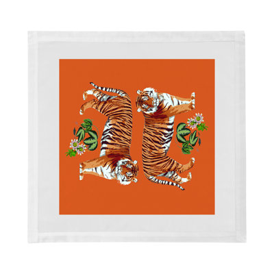 Tiger Seeing Double Cotton Sateen Dinner Napkins