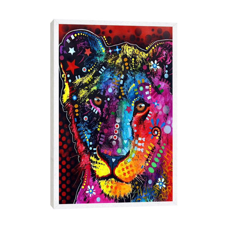 Young Lion by Dean Russo - Floater Frame Print on Canvas, 101.6 cm H x 66.04 cm W, White