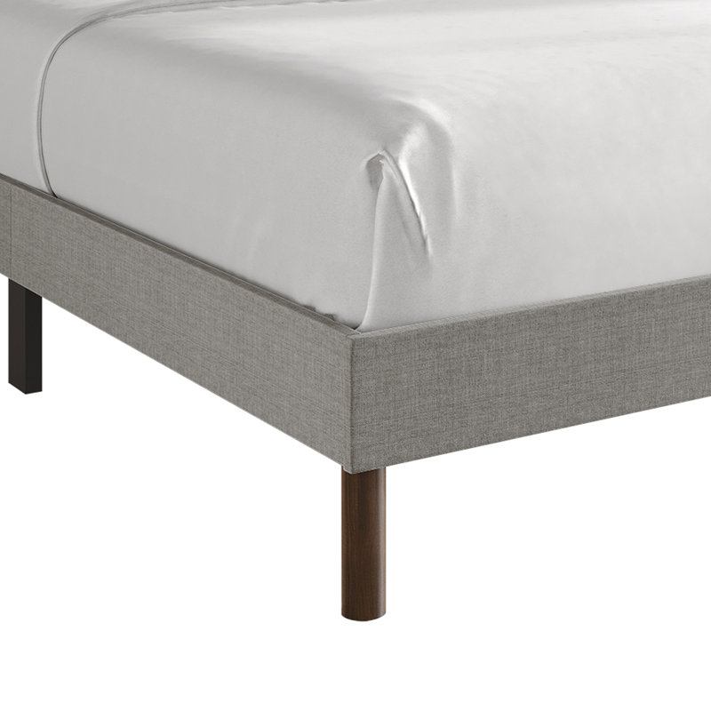 Linen Upholstered Wingback Bed , Light Gray, Queen