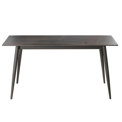 62.99" Modern Stone Straight Edge Leg Dining Table-Can Accommodate 6 People(Dining Table Only)