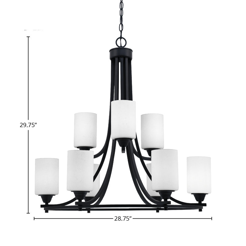 Paramount 9 Light Uplight Chandelier, Black