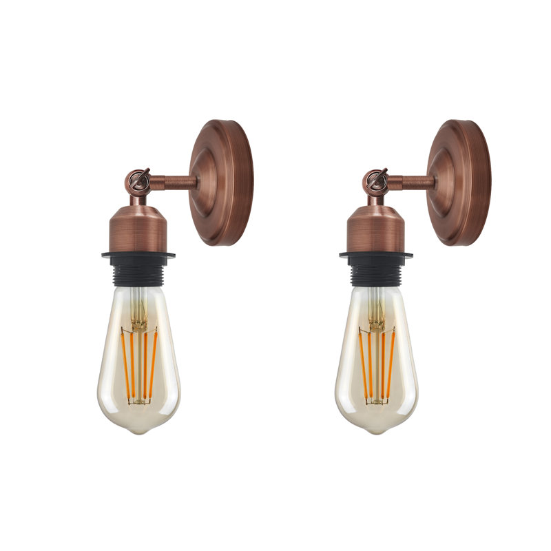 Boykin Adjustable Wall Sconce – Vintage Style Dimmable Light with Metal Shade by Breakwater Bay, Copper, Yes