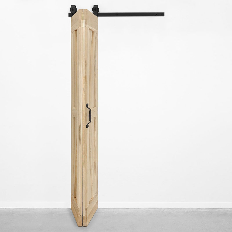 Hadria Single Bi-Folding System Solid Oak Barn Door, Unfinished