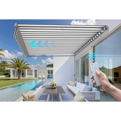 Auvents de patio rétractables électriques 8 x 7 pi, auvent d'extérieur avec télécommande