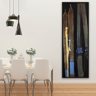 Vieux skis - Toile encadrée rustique pour la maison | Art rétro