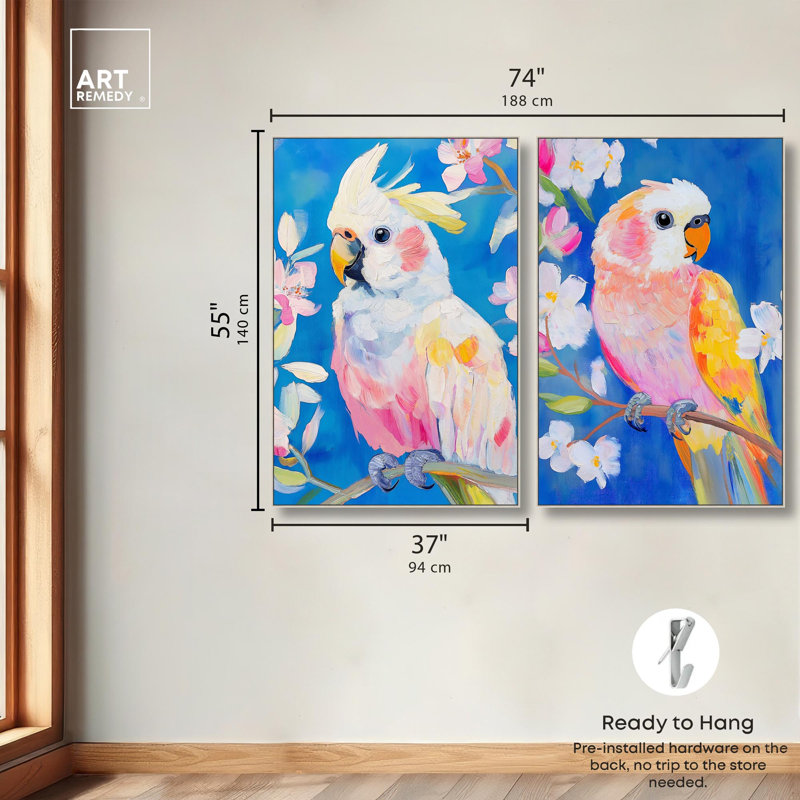 Spectrum on Wings Set Canvas Print Boho Abstract Art Set by Art Remedy, Black Frame, 10 x 15, 55" H x 37" W, Silver Frame