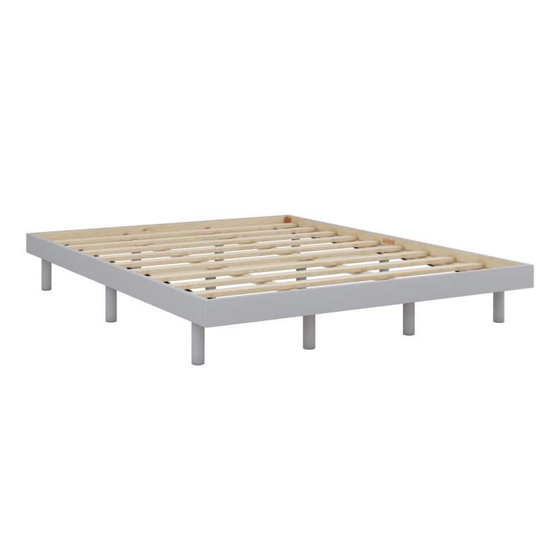 Modern Design Floating Platform Bed Frame, Gray, Queen