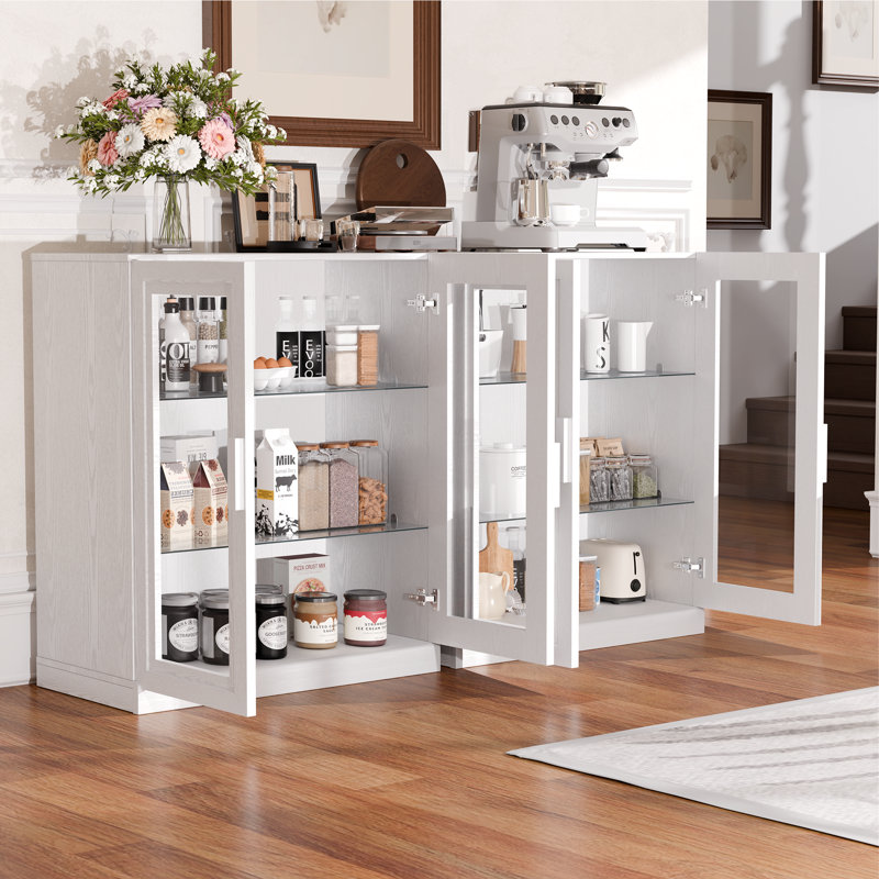 Solid Wood Accent Storage Cabinet, 36" H x 31" W x 16" D , White