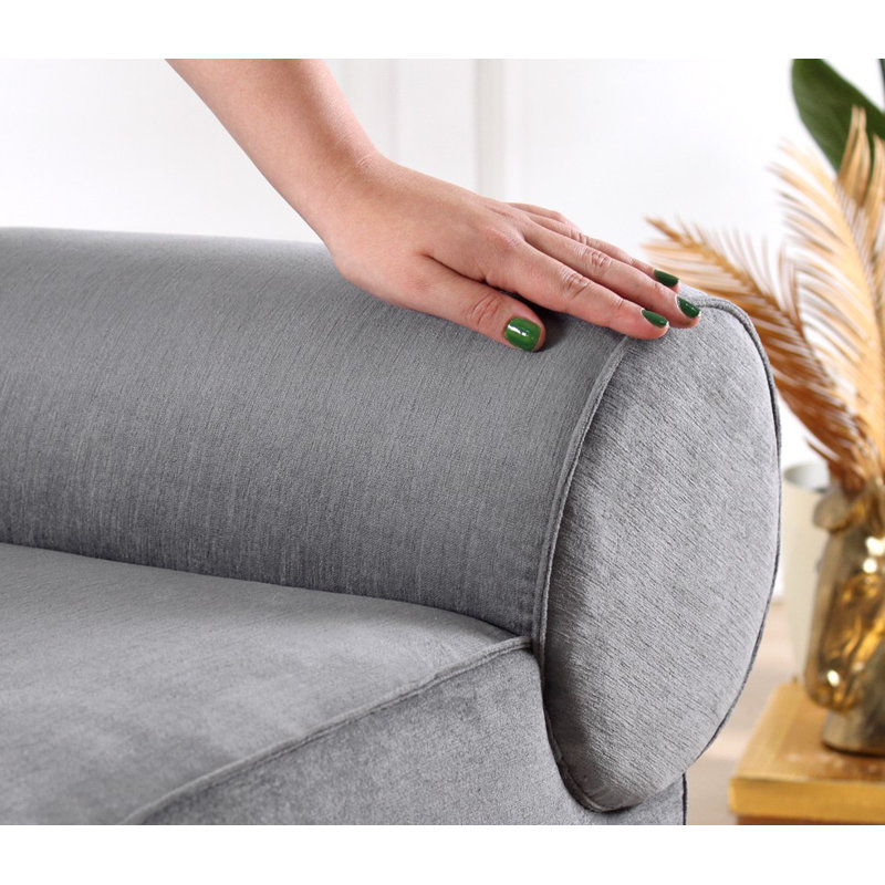 Repose-pieds pouf élégant, 100% coton gris, 17,7 po x 22,0 po x 23,6 po | 35 éponges orthopédiques 35 po., Épaisseur: 2,4 po | Pieds cachés recouverts de PVC, hauteur d'assise confortable: 16,9 pouces, parfait pour le salon et la chambre à coucher