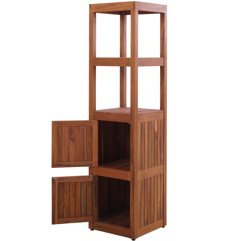 Sula Three-Level Teak Tower Floor Cabinet