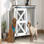 Caisse mobile pour chien 47,2 po avec porte à rabattable, système à double accès et 5 roulettes (2 verrouillables), crochets latéraux - chenil multifonctionnel pour animaux de compagnie, double cage pour chien