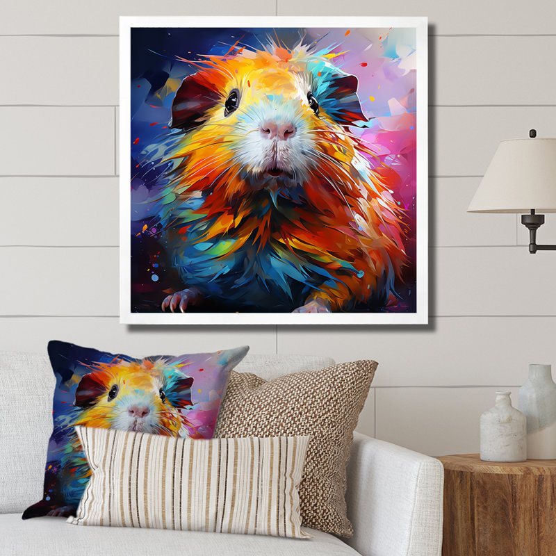 Pop Art, cochon d'Inde 1 - impressions de rongeurs, H 36 po x l 36 po x P 1,5 po, Cadre simple blanc