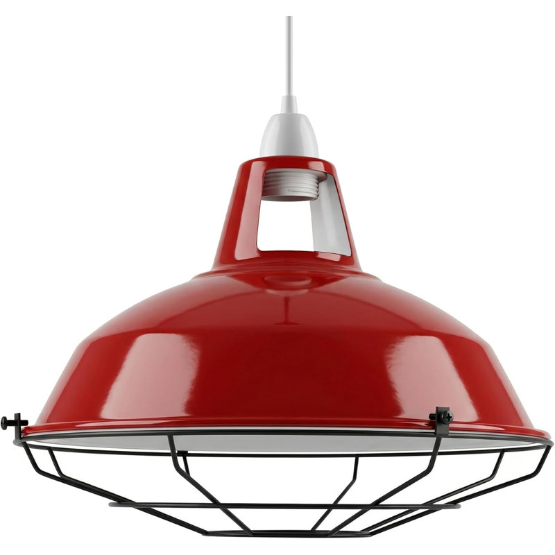 21.5cm H Metal Bowl Lamp Shade, Red