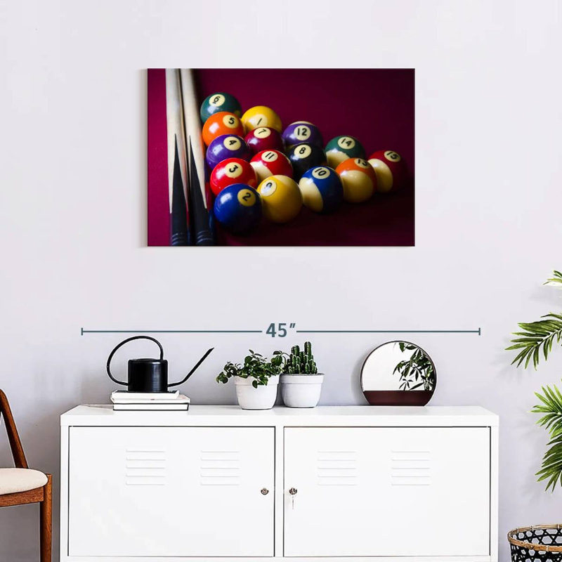 " Red Pool Table ", 20" H x 30" W x 1.25" D