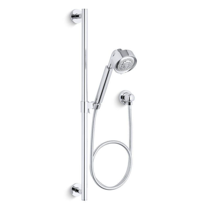 Pomme de douche à main avec aération Contemporary Kit Massage, Chrome poli